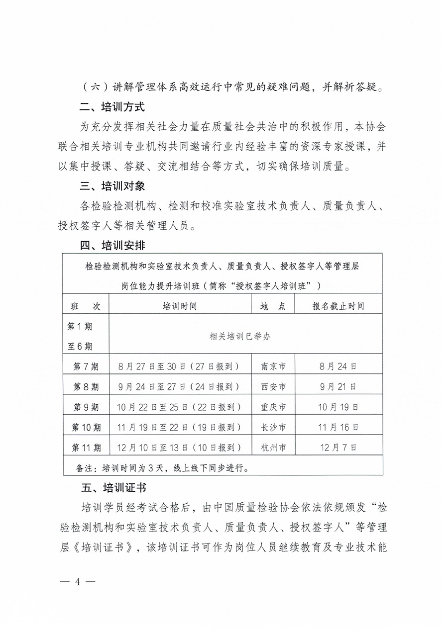 中國質(zhì)量檢驗協(xié)會關(guān)于開展2024年檢驗檢測機(jī)構(gòu)和實驗室管理層相關(guān)人員崗位能力提升培訓(xùn)班的通知（中檢辦發(fā)〔2024〕86號）